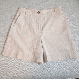 United Colors Of Benetton Women's Cream Striped Shorts